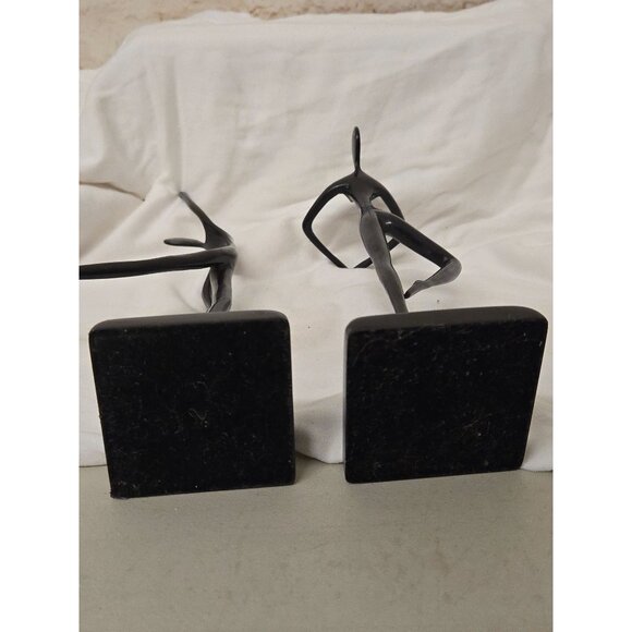 13" Pair Vintage Bodrul Khalique Ballet Dancing Woman Bronze Sculptures Black - Picture 7 of 7